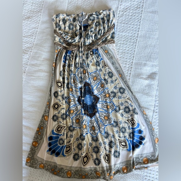 Sleeveless Décolleté Mandala Print Mini Dress Extra Small - Picture 1 of 6